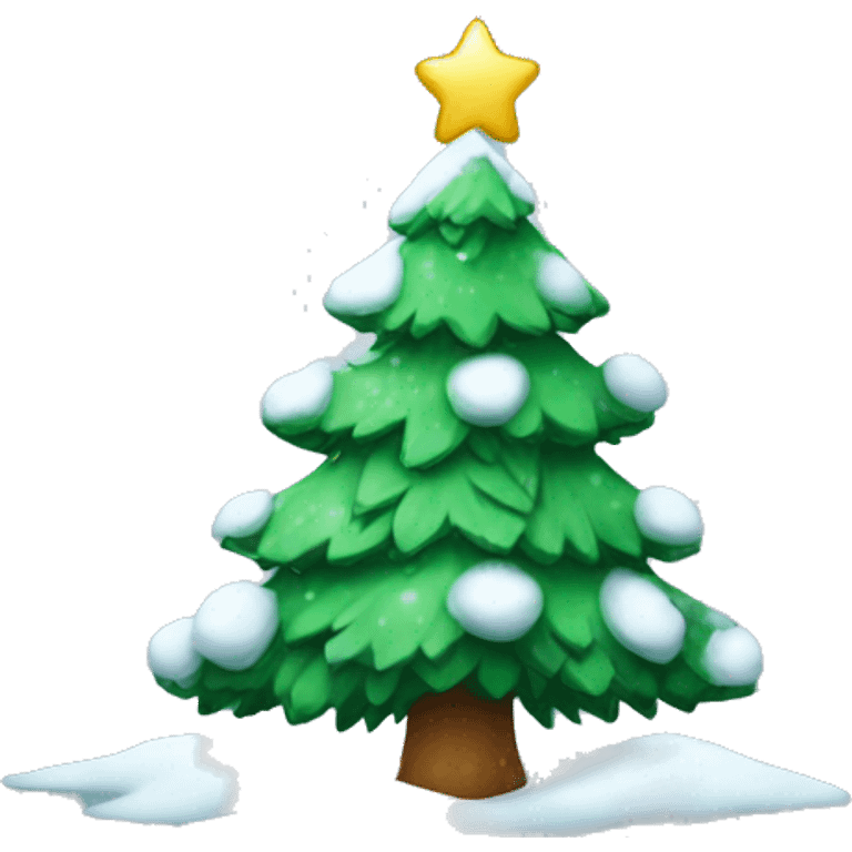 christmas tree with snow emoji