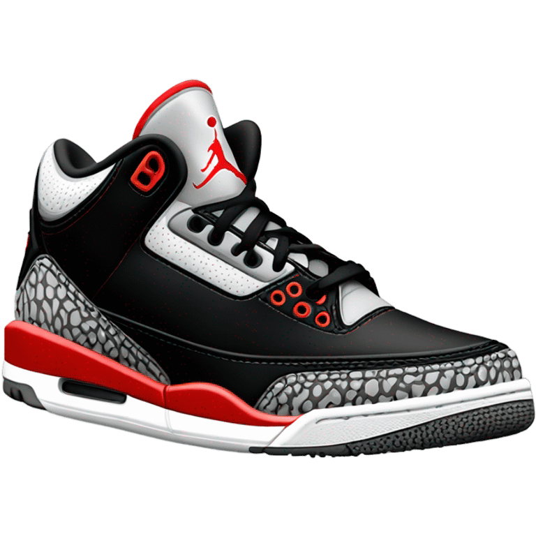 Red and black Jordan 3 shoe  emoji