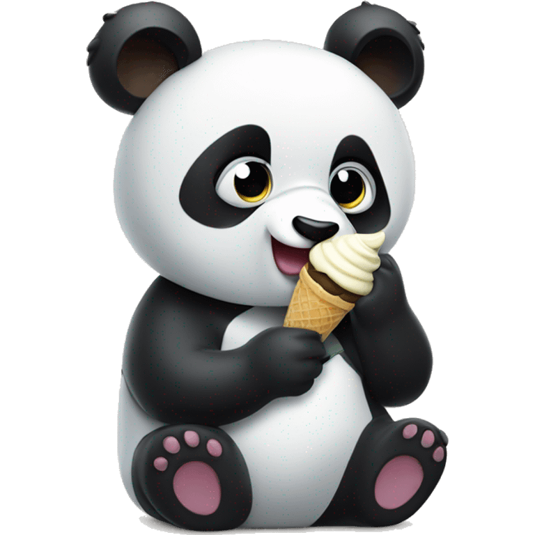 Panda eating ice cream emoji