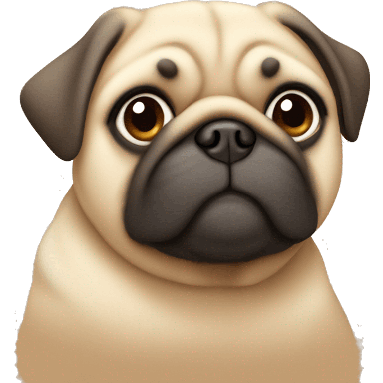 chubby pug dog in light caramel color - in sitting position emoji