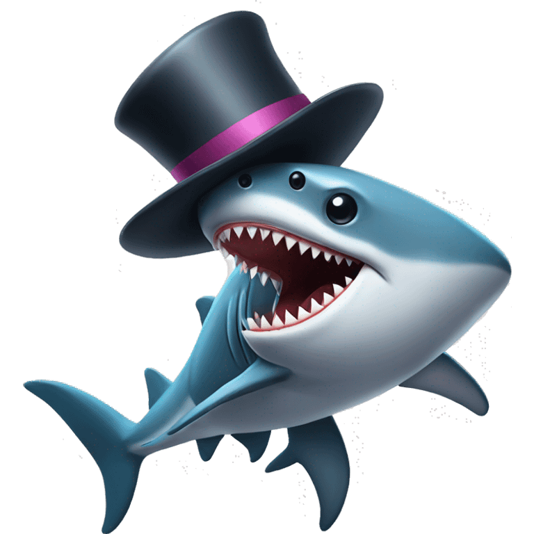 Shark with a tophat and a fancy cane emoji