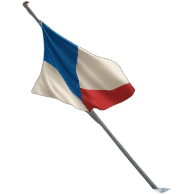 Drapeau avec du bleu en haut du vert en bas et une rou de roulotte rouge au millieu emoji