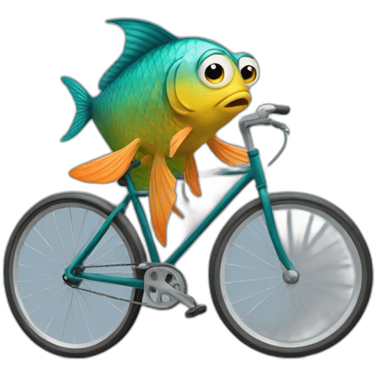 Confused fish on bycicle emoji