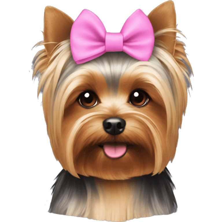 Yorkie with pink on head emoji