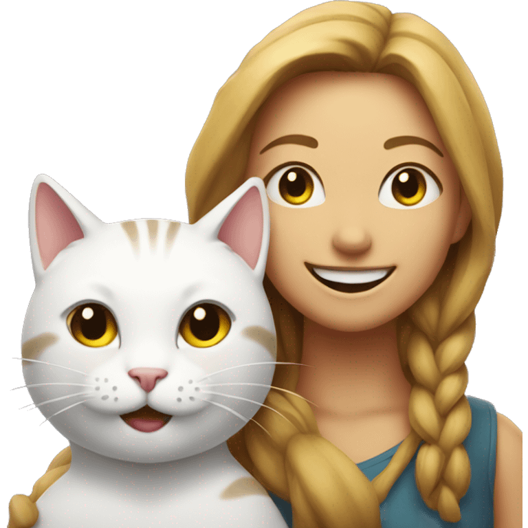 Grinning cat and woman emoji