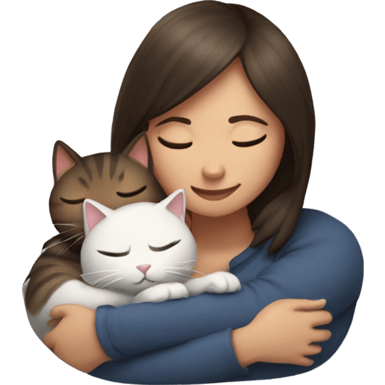 Girl and cat snuggling emoji