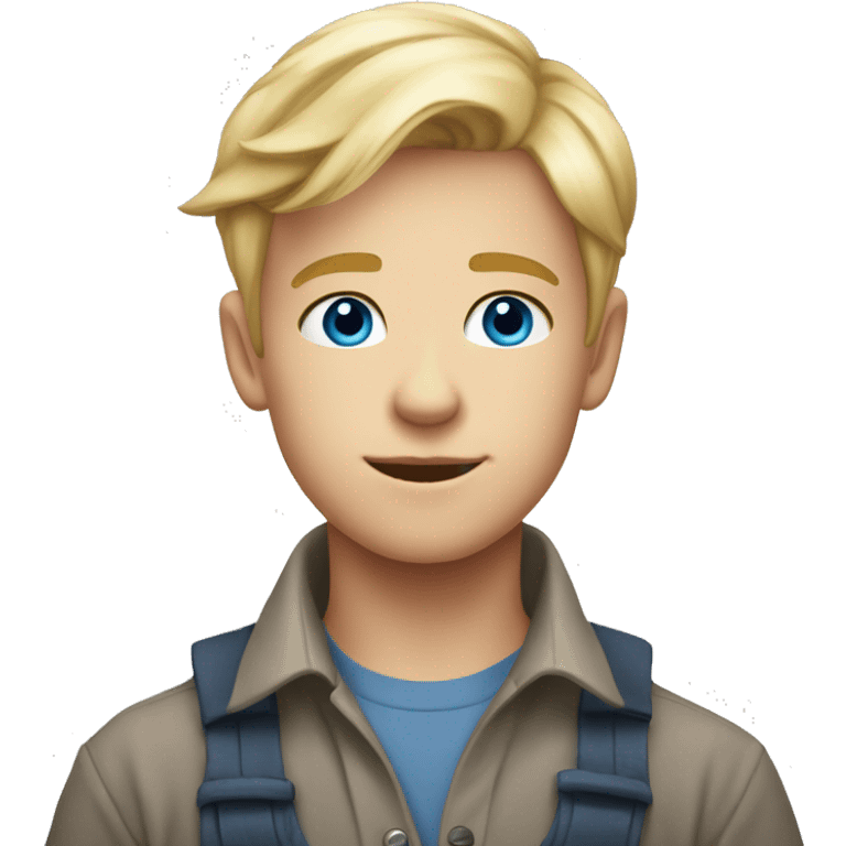 handsome farm boy  14 year old with blond hair and blue eyes emoji