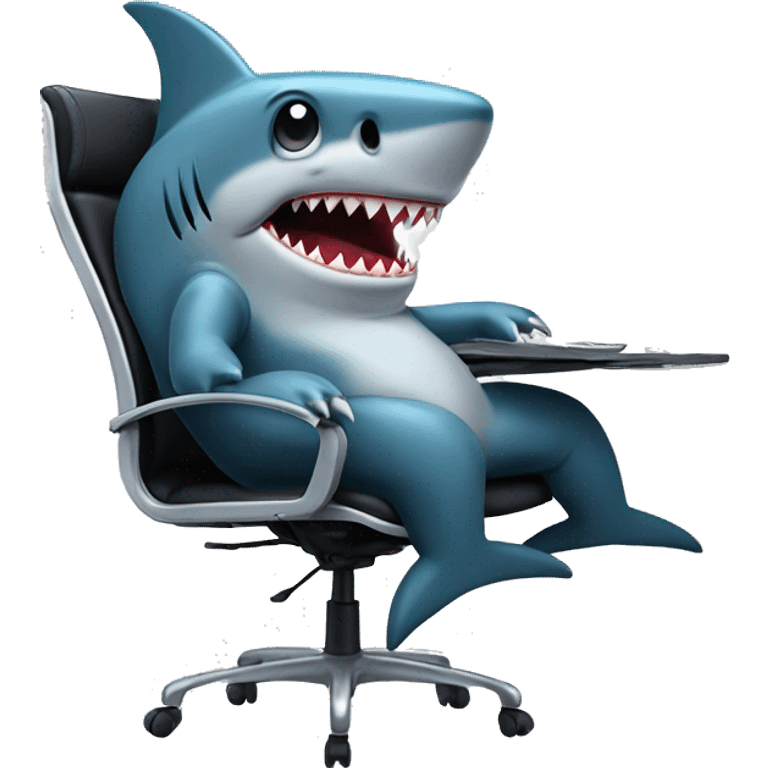 shark sitting at a computer chair emoji