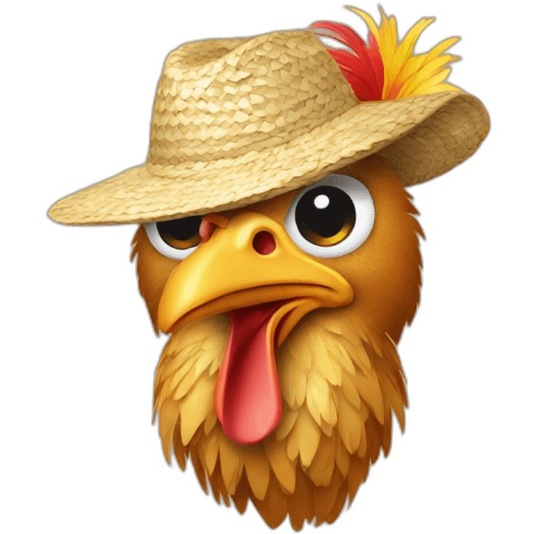 Chicken-with-straw-hat emoji