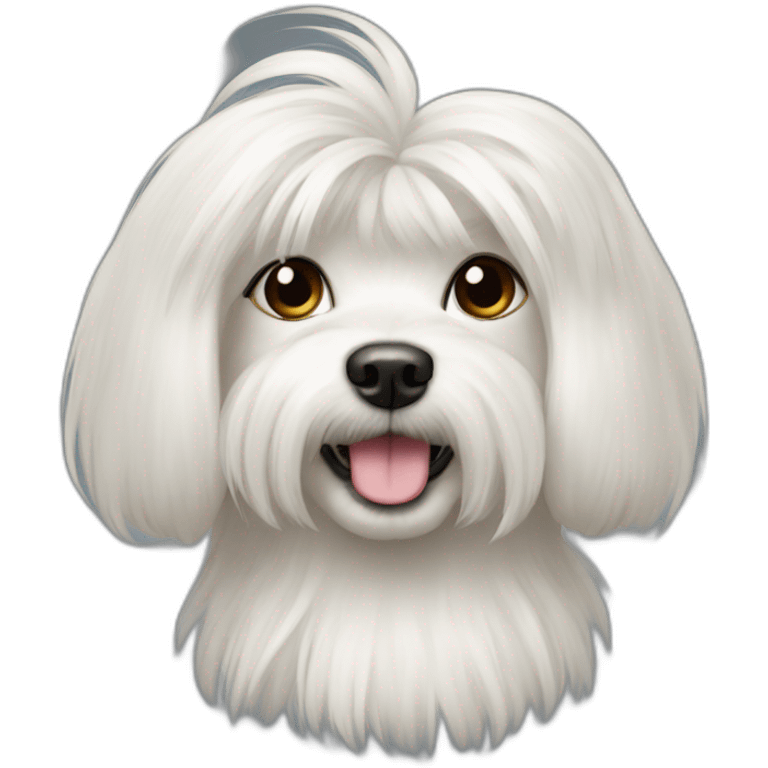 Maltese dog with pony hair emoji