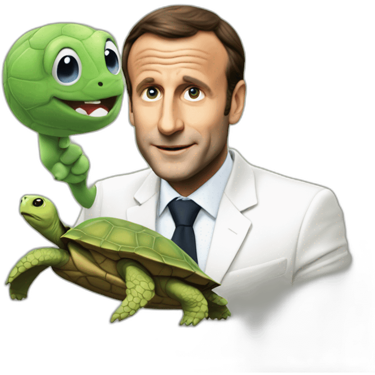 Macron avec une tortue  emoji