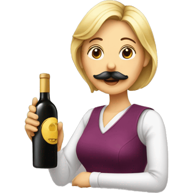 Mujer con bigote bebiendo vino emoji