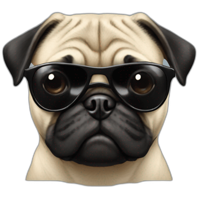 A pug wearing a black moustache and black sunglasses   emoji