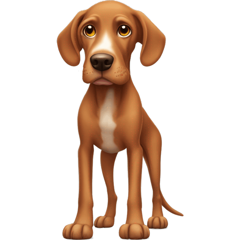 old adult vizsla aged whitened snowy flecked blended white snout and paws high tail standing  emoji