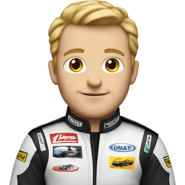 White guy in race car emoji