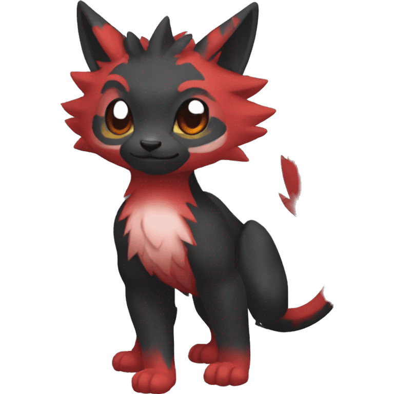 Cute cool black red animal hybrid Fakemon full body emoji