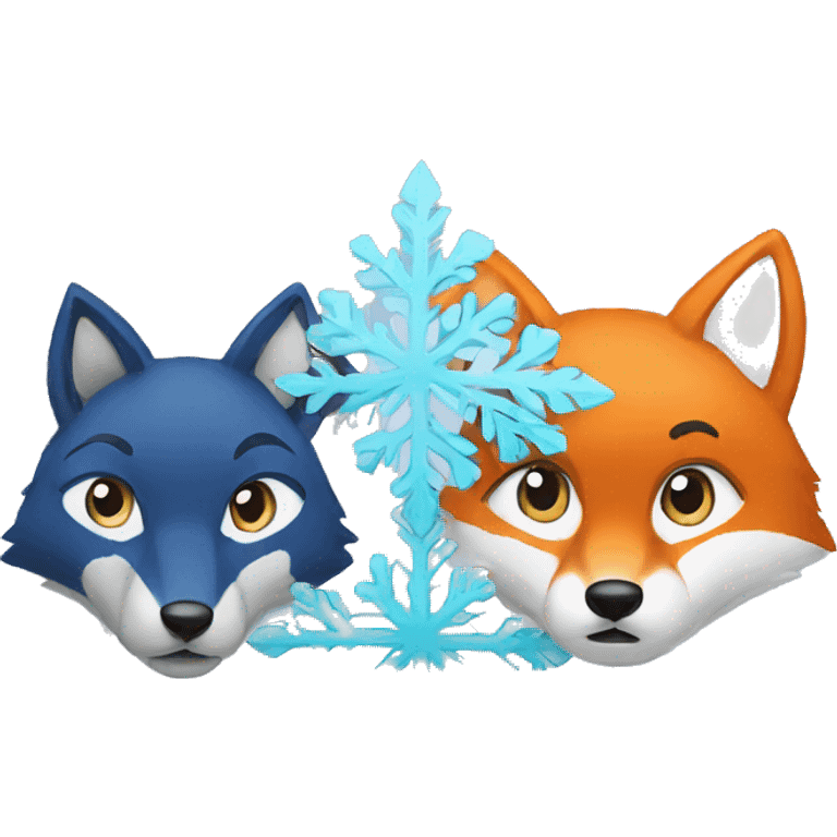 Half snowflake and half fox emoji