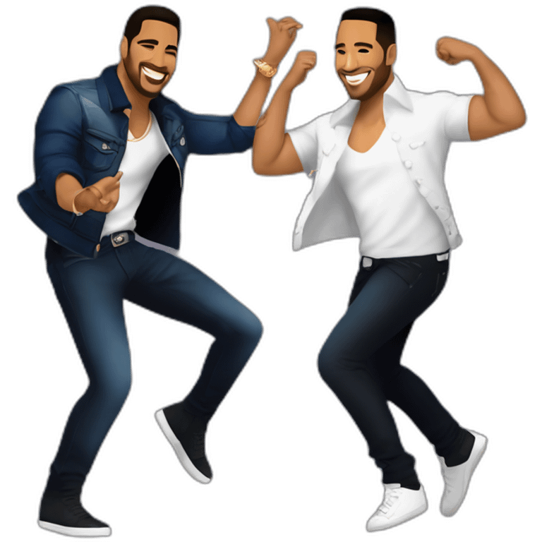 Romeo santos y Juan Andrés Salfate Torrealba bailando emoji