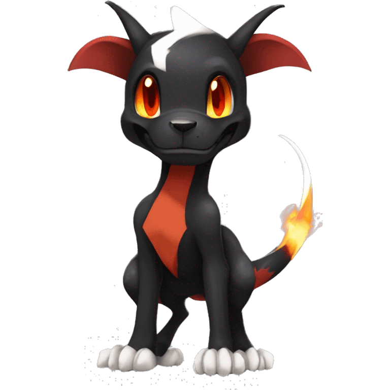 Black Cool Edgy Anthro Houndoom-Charizard Fakémon  with White and Red Edgy markings emoji