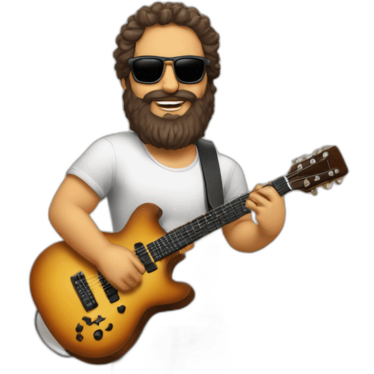 Adulto de poco pelo barba y gafas tocando la guitarra eléctrica emoji