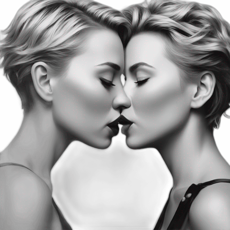 Scarlett Johansson kissing Margo Robbie emoji