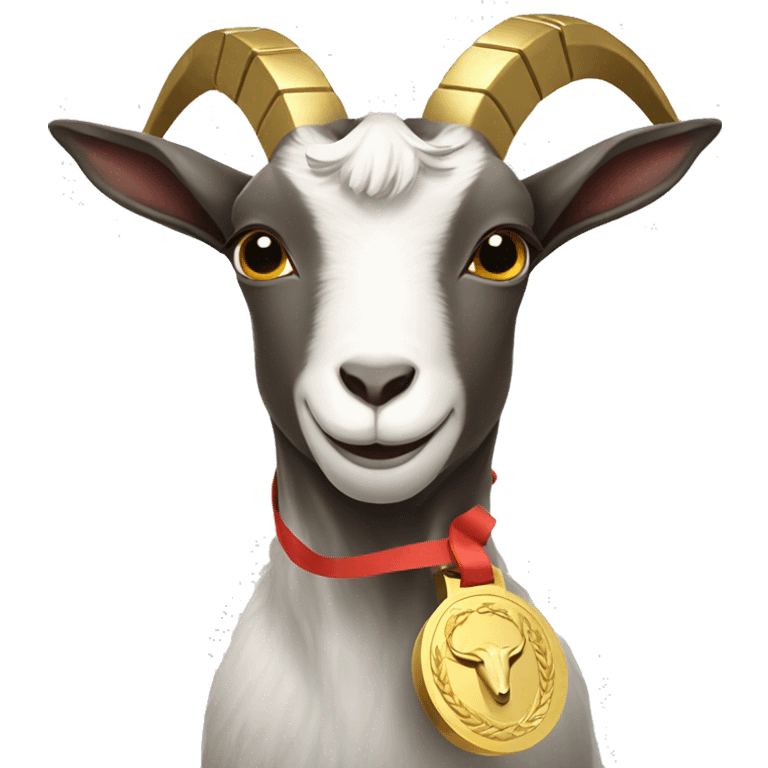 Goat with a gold medal emoji