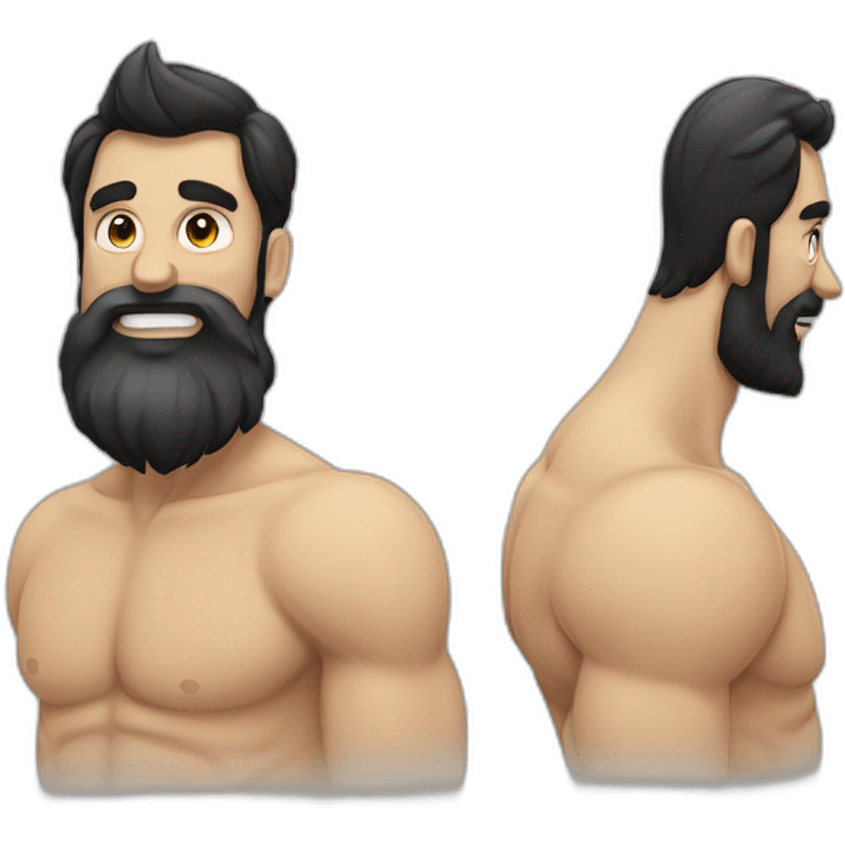 Homme blanc chauve musclé avec une barbe noir emoji