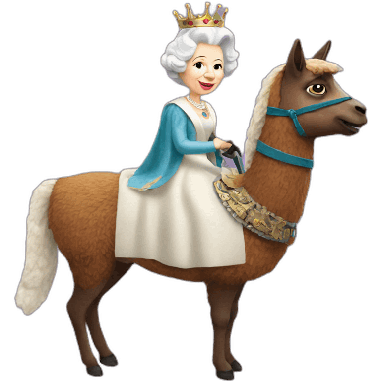 queen elizabeth riding llama emoji