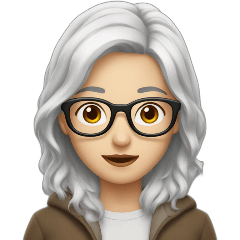 A Couple of two girls one with white hair and other with short brown hair and glasses emoji