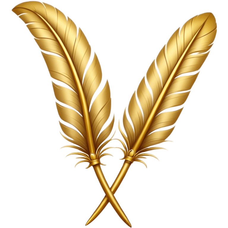 two golden quills crossing eachother in a x emoji