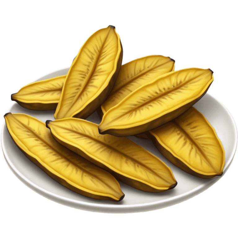 Cinematic Realistic Patacones Dish Emoji, depicted as twice-fried plantain slices with a crispy exterior rendered with detailed textures and dynamic, inviting lighting. emoji