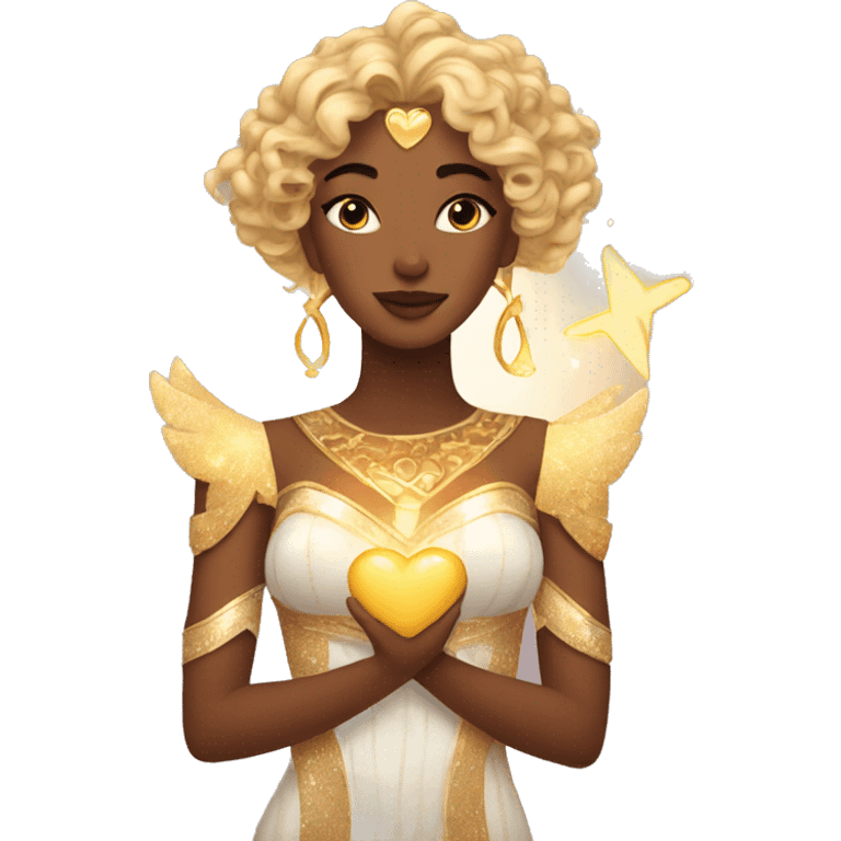 goddess with glitter and hearts emoji