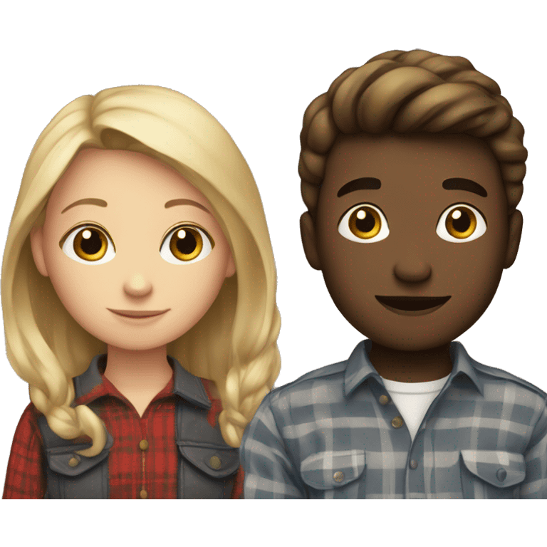 girl and boy in plaid emoji