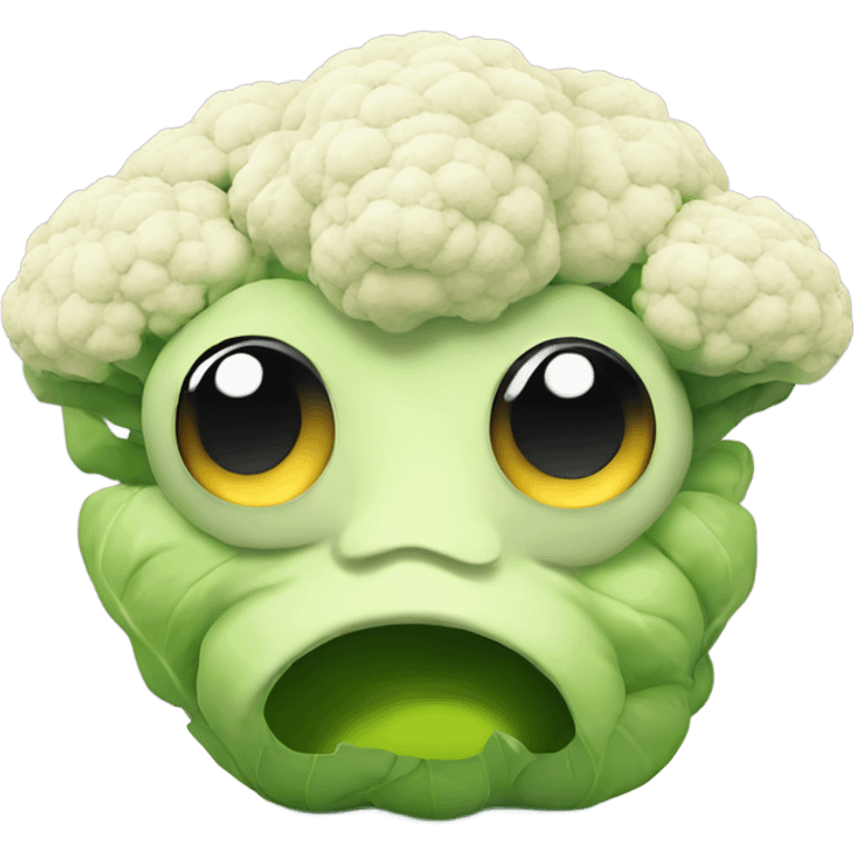 cauliflower looks into the mirror with big eyes emoji