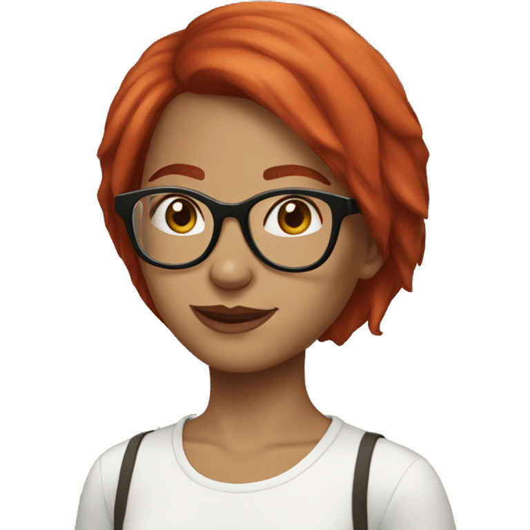 Girl short red hair round glasses emoji