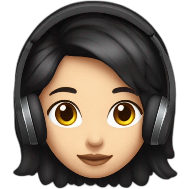 Emojis para chicas y chicos gamer color de cabello negro con auriculares tono de piel blanca para tiktok emoji