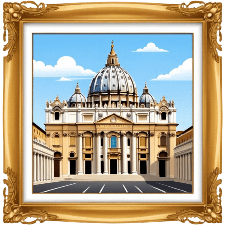 Cinematic Realistic St. Peter's Basilica Landmark Emoji, depicted with majestic, ornate architecture rendered with lifelike detail and regal lighting. emoji