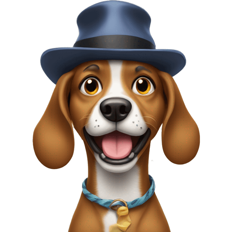 Crazy dog with hat emoji