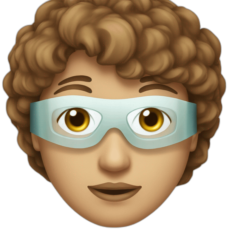 lasik eye surgery mask with brown hair emoji