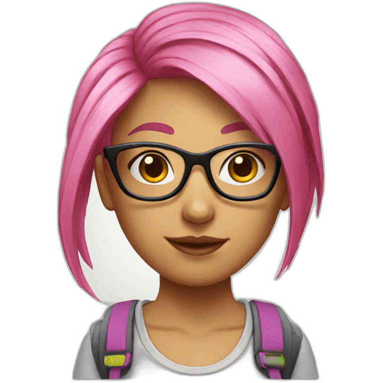 Nerd girl pink hair with glasses emoji