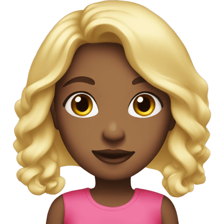 A girl do make up with pink clothes blond hair  emoji