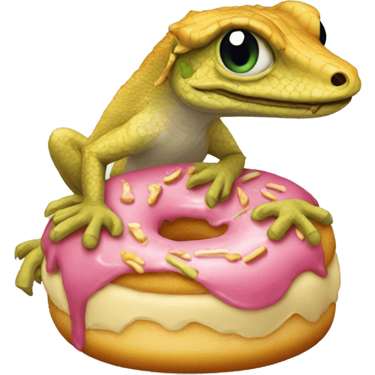 Lizard eating donut  emoji