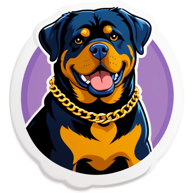 Rottweiler wearing big gold chain emoji