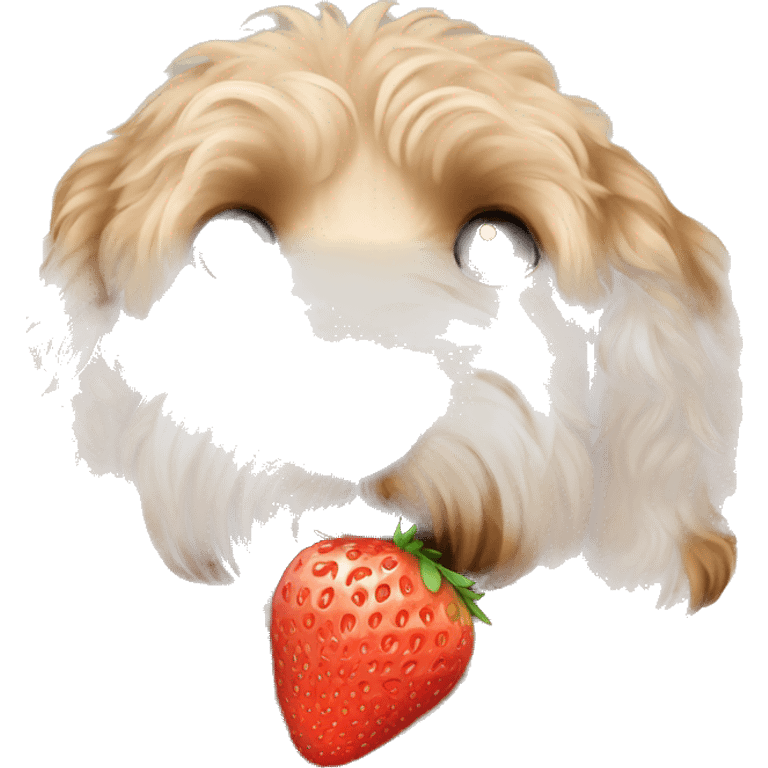 labradoodle with a strawberry nose emoji