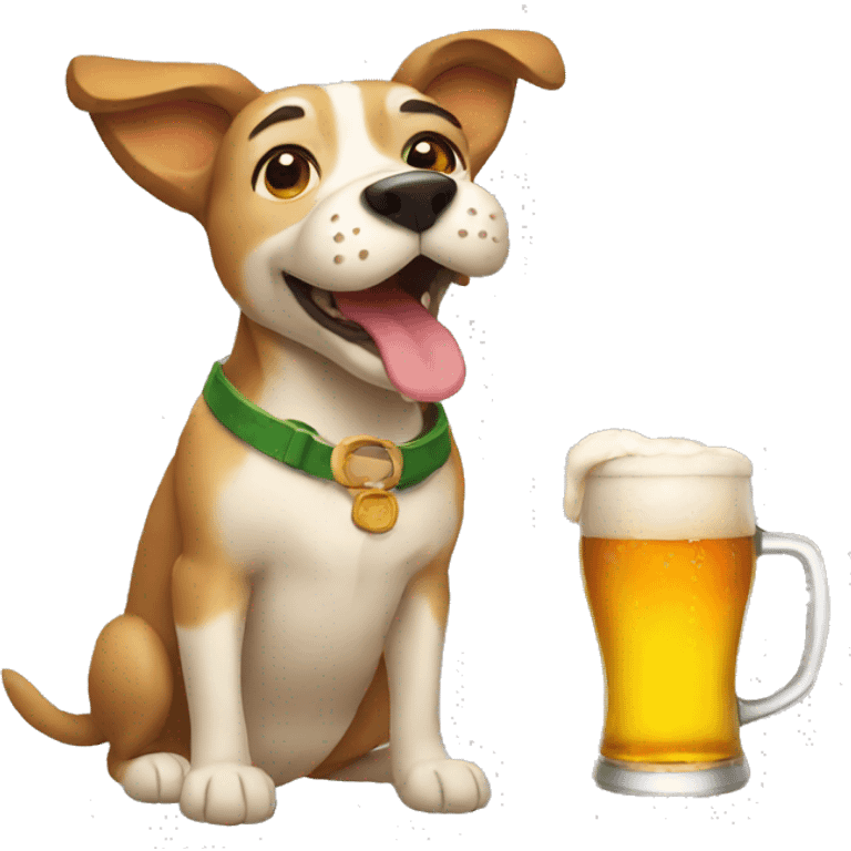 Dog drinking beer emoji