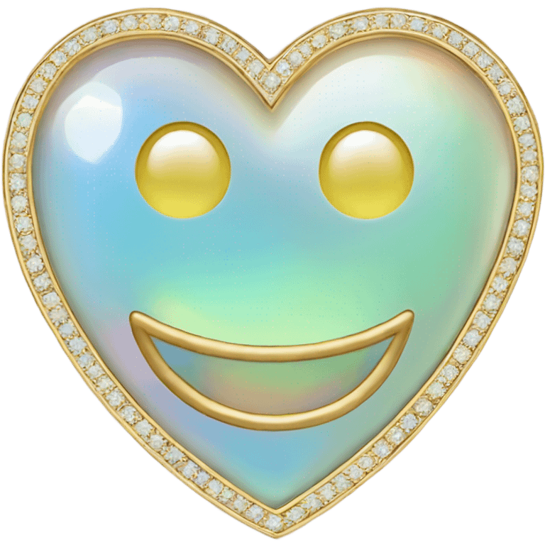 opal gemstone smiley heart gold outline emoji