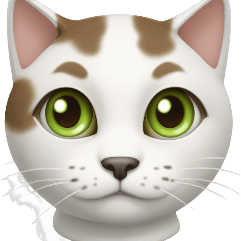 white bi-colour cat with dark brown ears and upper head, brown ears and green eyes emoji