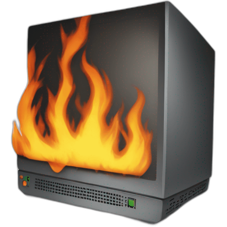 burning computer emoji