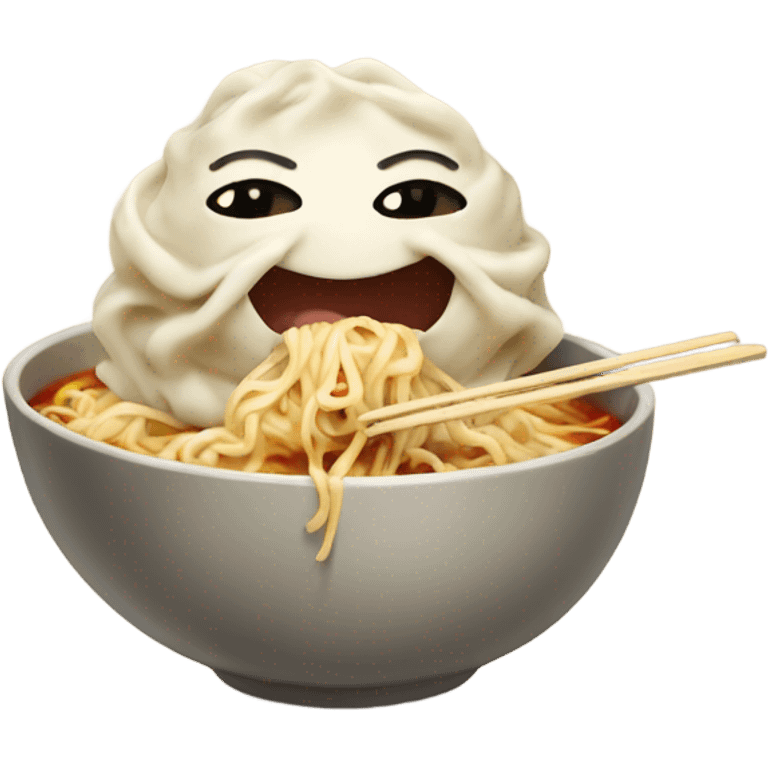 Dumpling eating ramen emoji