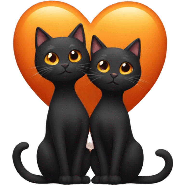 black cat and orange cat in love emoji